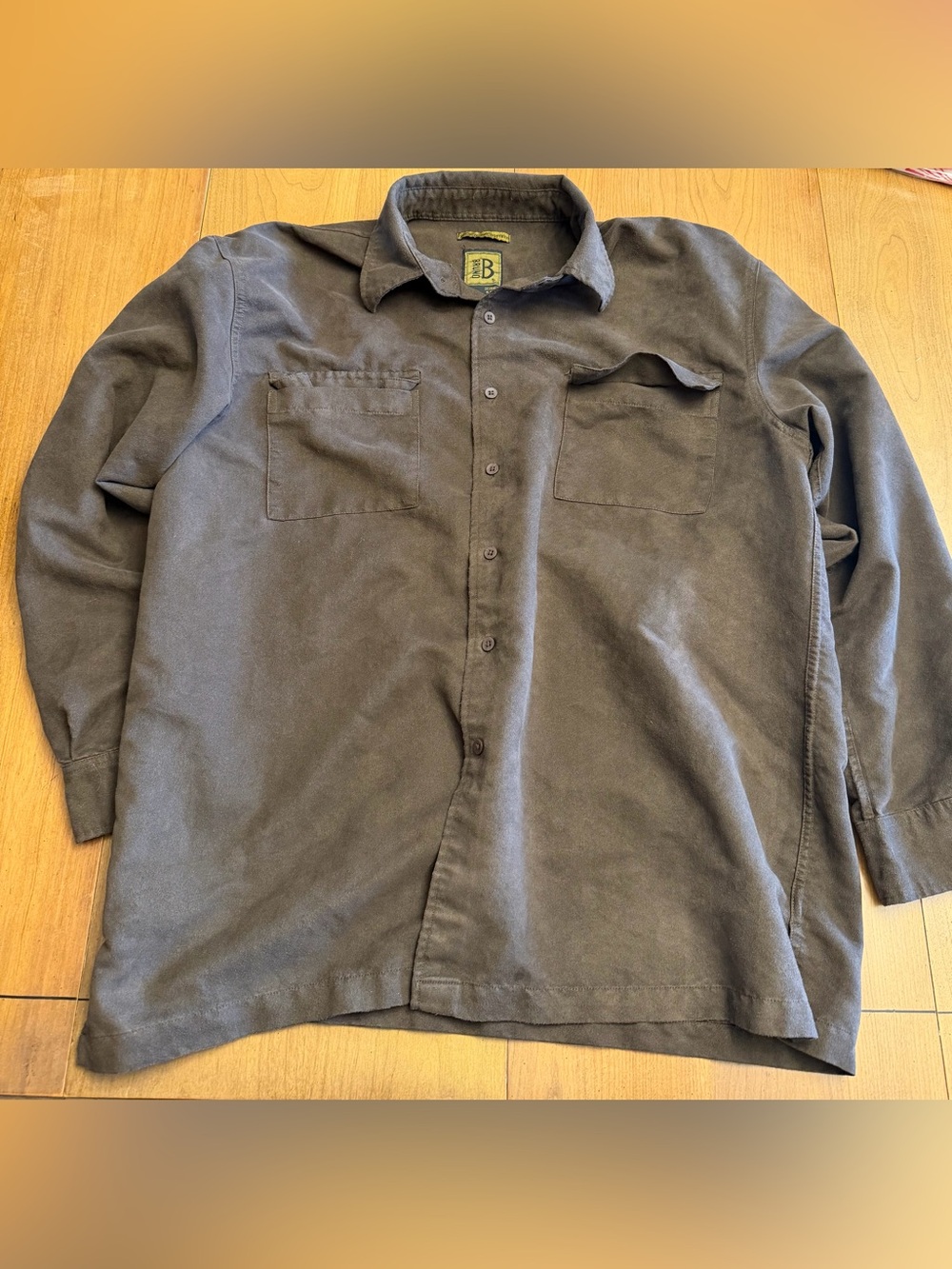 Men's Chocolate Brown Bruno Suede MF Button-Up | L